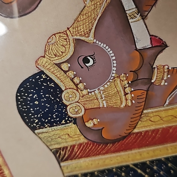 Silk Screen Temple Elephant Traditionally Dressed. India Authentic - Picture 3 of 13